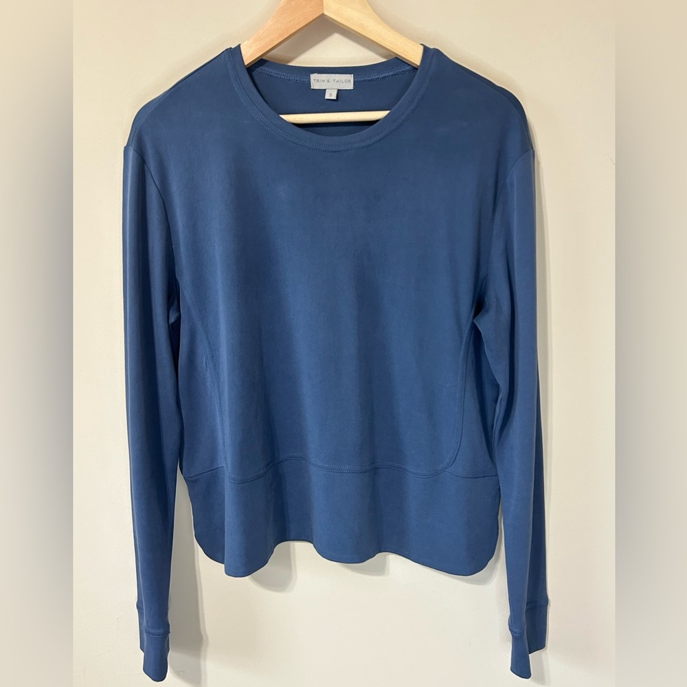 Trim & Taylor Womens Pull Over Size S Long Sleeve Blue Sweater Top Casual